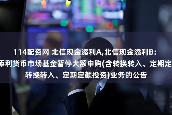 114配资网 北信现金添利A,北信现金添利B: 关于北信瑞丰现金添利货币市场基金暂停大额申购(含转换转入、定期定额投资)业务的公告